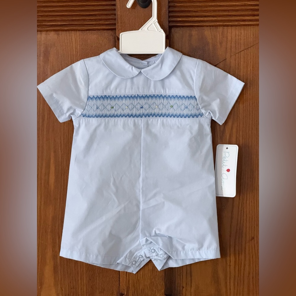Petit Ami Boys Smock - 6m, Baptism, Easter, Spring or Summer.